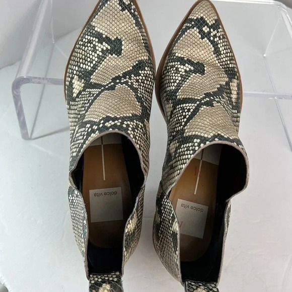 Dolce Vita Sonni Snakeskin Leather Ankle Booties Pointed Toe Block Heel Size 7.5 - Picture 10 of 16